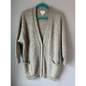 FABE Shetland Wool V Neck Cardigan Button Down Long Sleeve Sweater Small